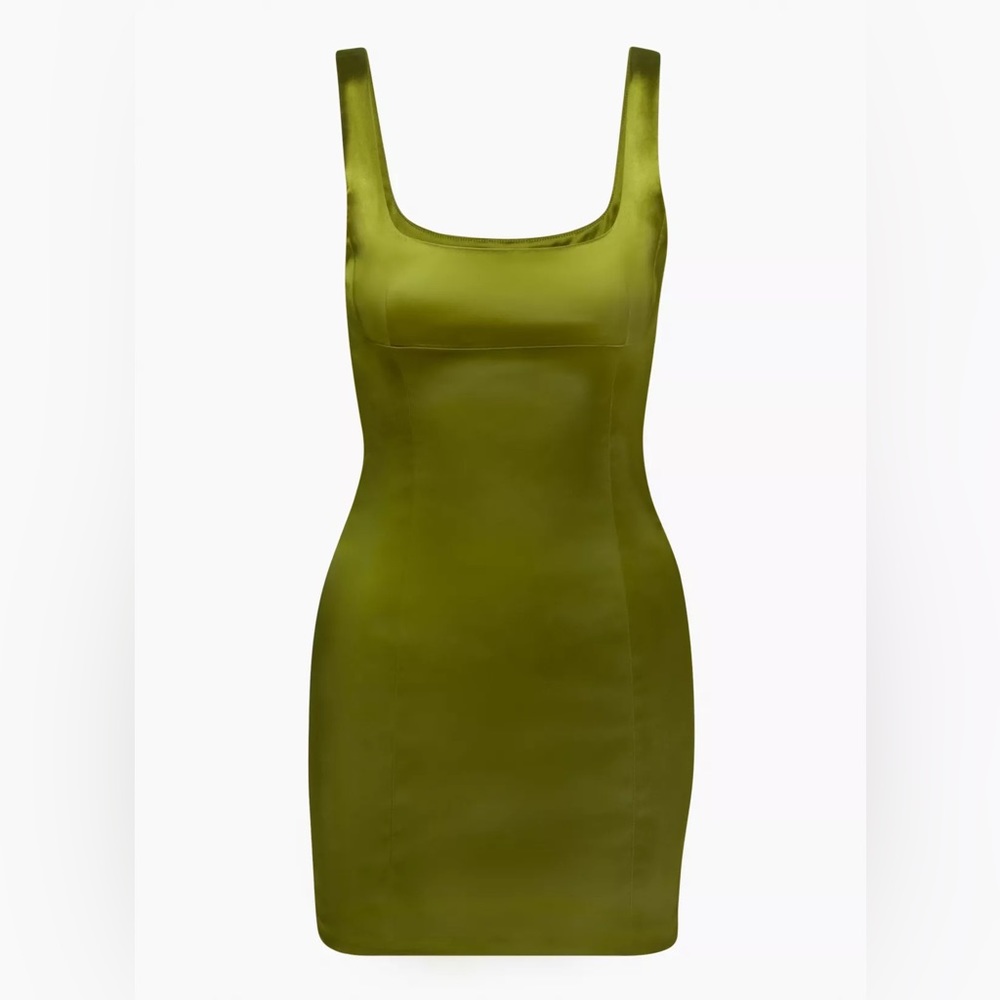 Aritzia Wilfred Shine Satin Mini Dress in Succulent Green NWT